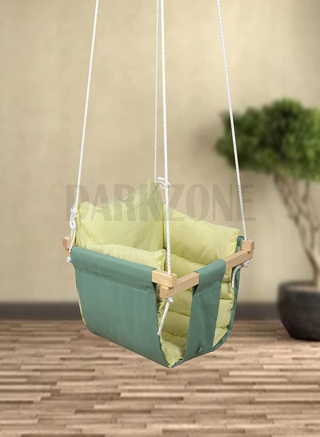 DARKZONE Swing for Kids | Jhula for Kids/Baby | Baby Swing Hanging Indoor Outdoor | Baby Garden Swing with 2 Pillows (6 Months to 4 Years, Up to 20 Kg, G Yellow) - Image 1